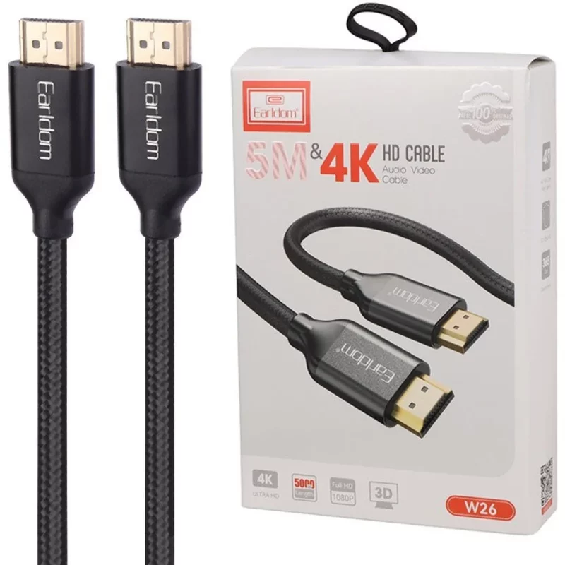 کابل 5 متری 4K Earldom HDMI مدل ET-W26 - مشکی - تصویر 2