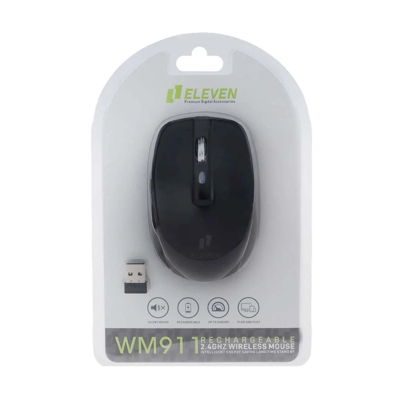 2541-4605106-1 ماوس بی سیم Eleven مدل WM911 - مشکی (گارانتی یکساله شرکتی) - تصویر 1