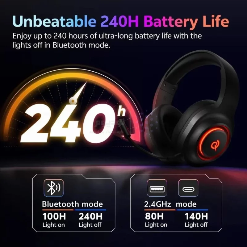 هدفون بی سیم گیمینگ مدل QCY V200 - مشکی (گارانتی یکساله تعویض شرکتی) - تصویر 6