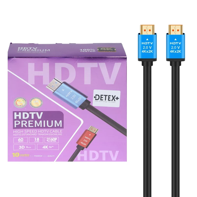 کابل 10 متری DETEX+ HDTV 4K - مشکی - تصویر 2