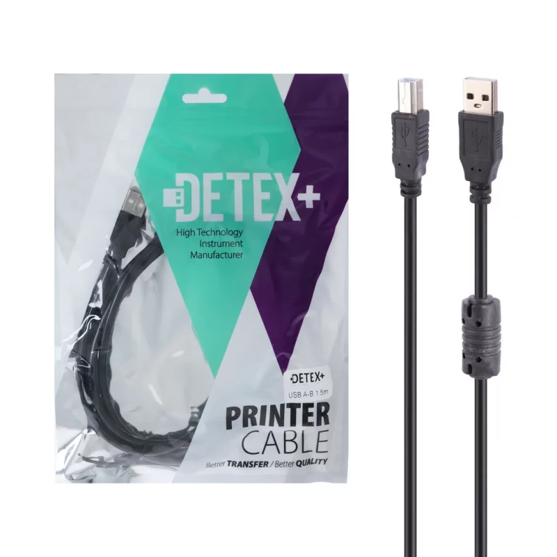 کابل پرینتر 1.5 متری +DETEX - مشکی - تصویر 2