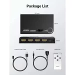 سوئیچ 3 پورت UGREEN HDMI 3D 4K مدل 40234 - مشکی (گارانتی 18 ماهه آسان پیشرو) - تصویر 3