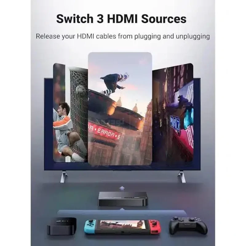 سوئیچ 3 پورت UGREEN HDMI 3D 4K مدل 40234 - مشکی (گارانتی 18 ماهه آسان پیشرو) - تصویر 5