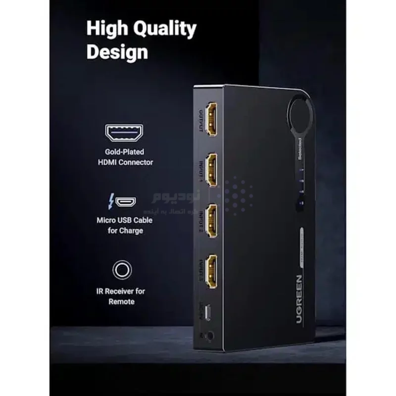 سوئیچ 3 پورت UGREEN HDMI 3D 4K مدل 40234 - مشکی (گارانتی 18 ماهه آسان پیشرو) - تصویر 7