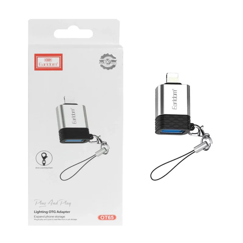 تبدیل Earldom USB TO Lightning مدل ET-OT65 - نقره ای - تصویر 2
