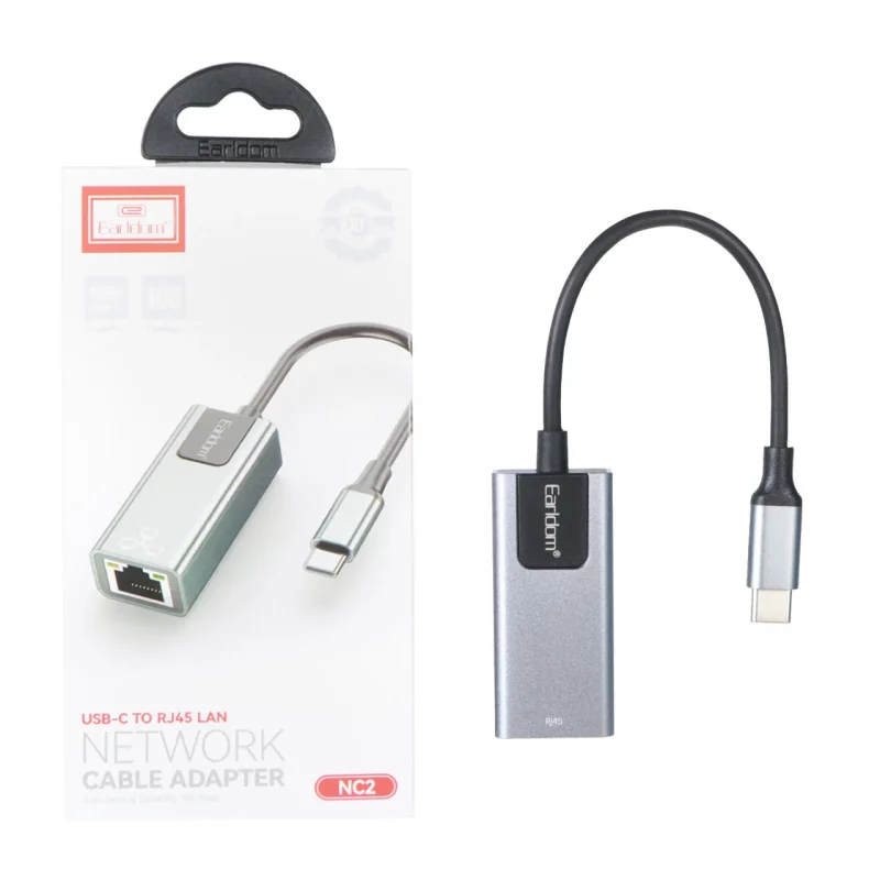 تبدیل Earldom Type-C To Ethernet مدل NC2 - مشکی - تصویر 2