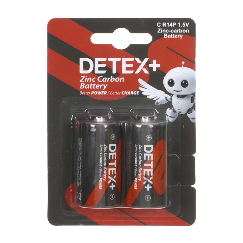 باتری سایز متوسط +Detex مدل Zinc Carbon R14P (بسته 2 عددی) - تصویر 2