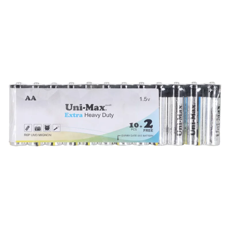باتری قلم Uni-Max AA مدل Extra Heavy Duty R6P (شرینگ بسته 12 عددی) - تصویر 2