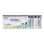 باتری نیم قلم Uni-Max AAA مدل Extra Heavy Duty R03P (شرینگ بسته 12 عددی)