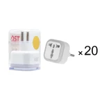 تبدیل برق 3 به 2 DST مدل D01-L - سفید - DST - بسته 20 عددی (گارانتی مادام العمر شرکتی)