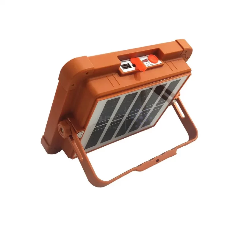 چراغ شارژی کمپینگ پایه دار مدل Solar 1000W (دارای پنل خورشیدی) - نارنجی - KZN - تصویر 3