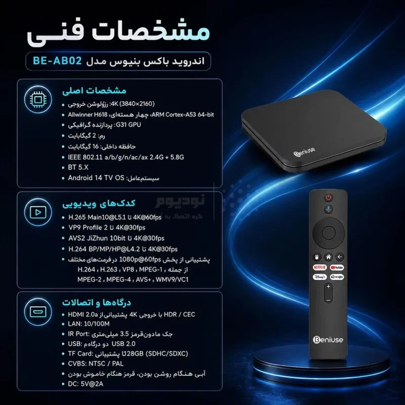 اندروید باکس Beniuse مدل BE-AB02 - مشکی - تصویر 10