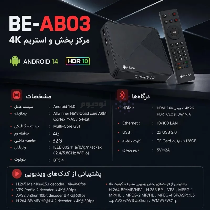 اندروید باکس Beniuse مدل BE-AB03 - مشکی - تصویر 8