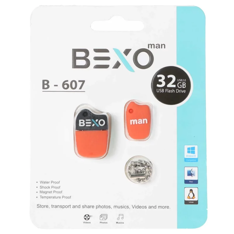 BEXO B-607 USB2.0 Flash Memory-32GB (گارانتی داده پردازی آواتک) نارنجی - تصویر 2