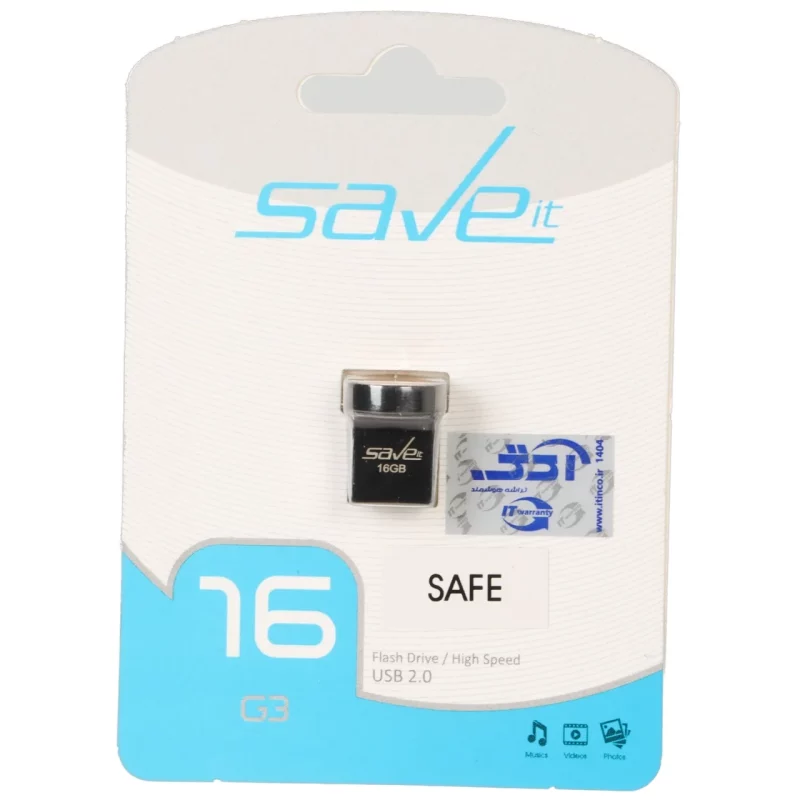 Save it Safe USB2.0 Flash Memory - 16GB مشکی طلایی (گارانتی مادام العمر آی تین) - تصویر 2
