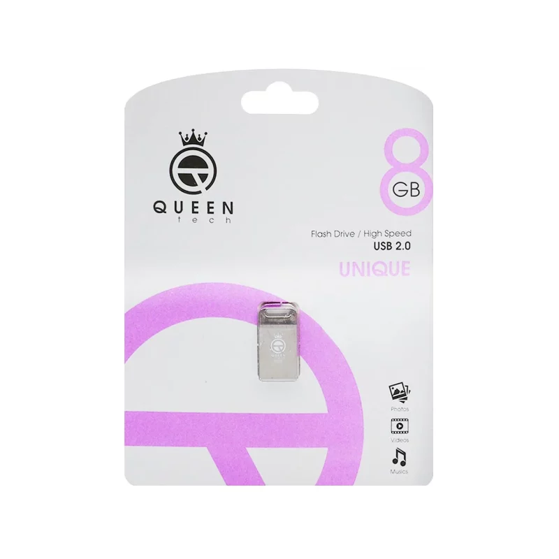 Queen Unique USB2.0 Flash Memory-8GB مشکی (گارانتی مادام العمر شرکت آی تین) - تصویر 2