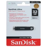 فلش مموری SanDisk Type-C مدل Ultra ظرفیت 32GB - مشکی (گارانتی آسان سرویس)