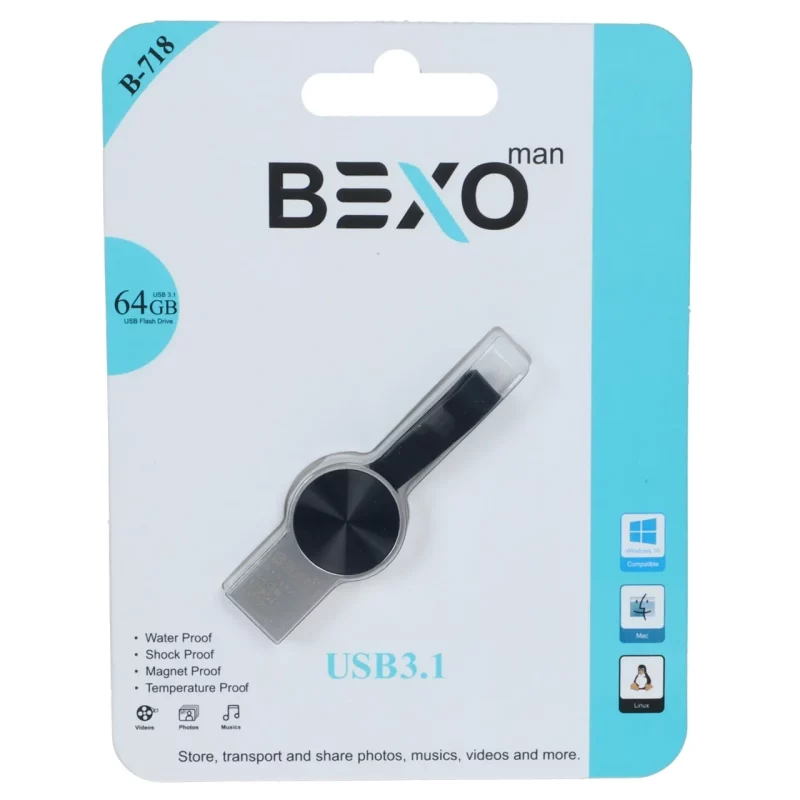 فلش مموری BEXO USB3.1 مدل B-718 ظرفیت 64GB - مشکی (گارانتی داده پردازی آواتک) - تصویر 2