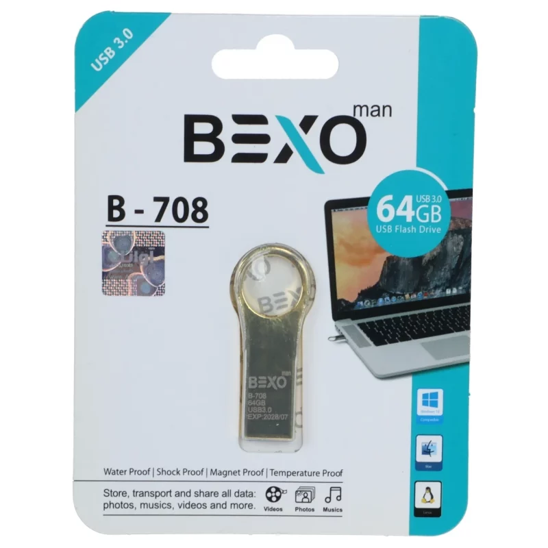 فلش مموری BEXO USB3.0 مدل B-708 ظرفیت 64GB - طلایی (گارانتی داده پردازی آواتک) - تصویر 2