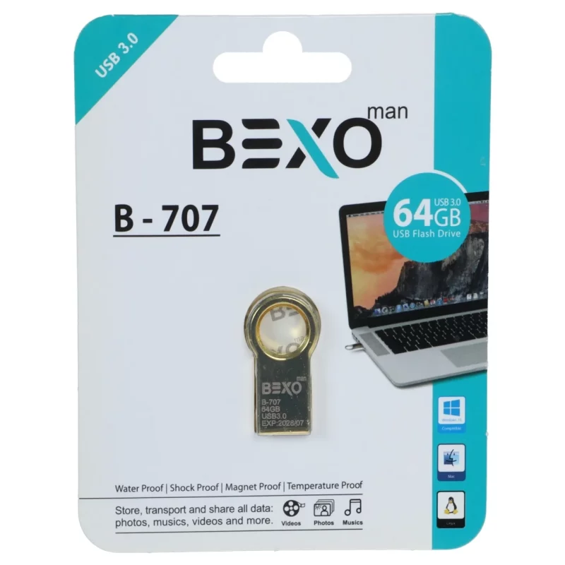 فلش مموری BEXO USB3.0 مدل B-707 ظرفیت 64GB - طلایی (گارانتی داده پردازی آواتک) - تصویر 2