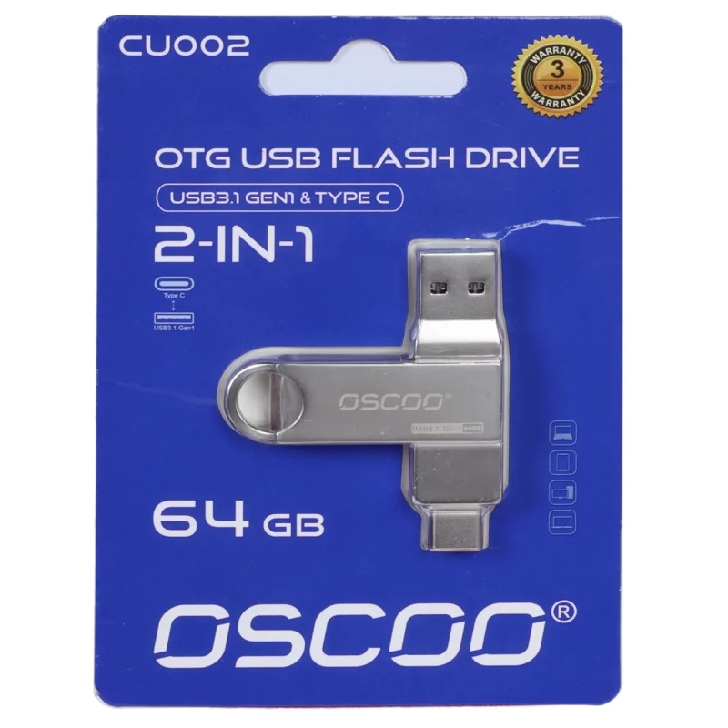 فلش مموری OSCOO USB3.1 Type-C مدل CU002 ظرفیت 64 گیگابایت - نقره ای (گارانتی سورین) - تصویر 2