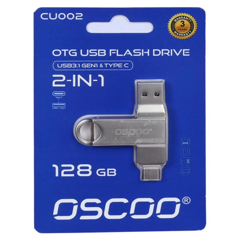 فلش مموری OSCOO USB3.1 Type-C مدل CU002 ظرفیت 128 گیگابایت - نقره ای (گارانتی سورین) - تصویر 2