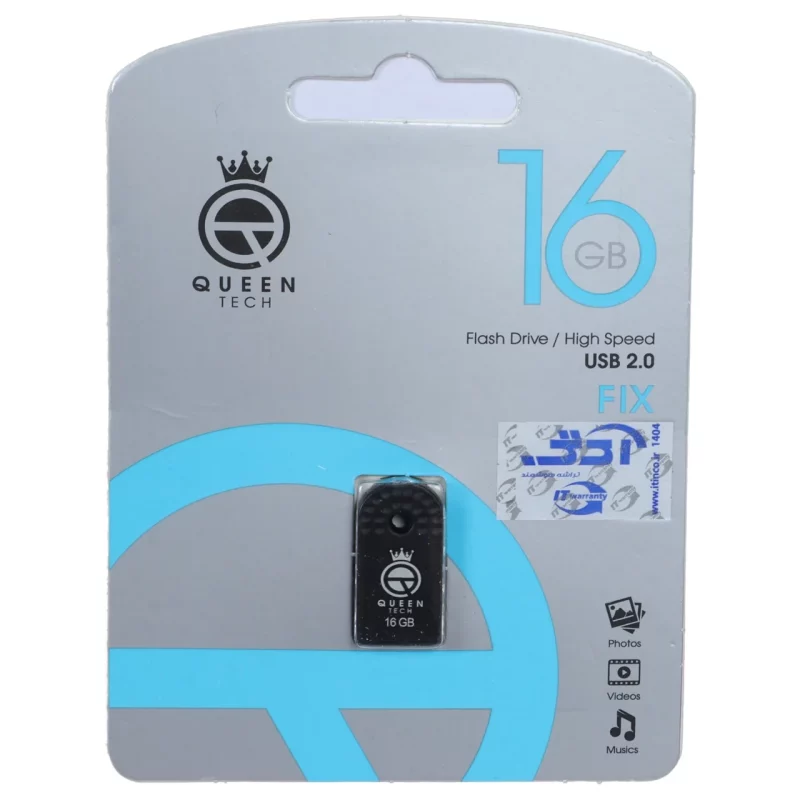 فلش مموری Queen tech USB2.0 مدل Fix ظرفیت 16GB - مشکی (گارانتی مادام العمر شرکت آی تین) - تصویر 2