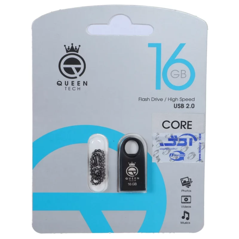 فلش مموری Queen tech USB2.0 مدل Core ظرفیت 16GB - مشکی (گارانتی مادام العمر شرکت آی تین) - تصویر 2