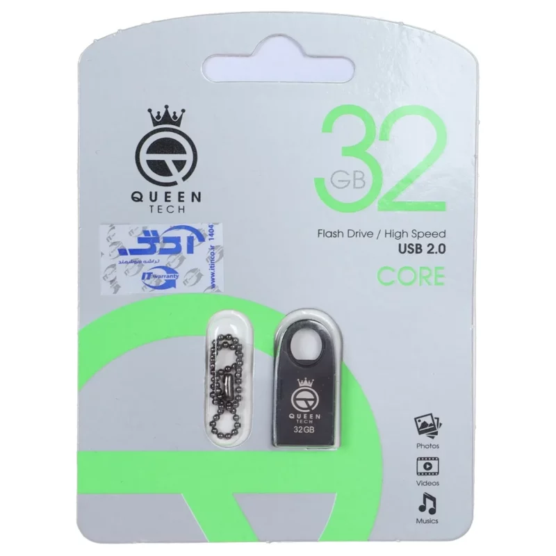 فلش مموری Queen tech USB2.0 مدل Core ظرفیت 32GB - مشکی (گارانتی مادام العمر شرکت آی تین) - تصویر 2