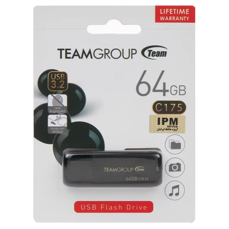 TeamGroup C175 Black USB3.2 Flash Memory-64GB (گارانتی IPM) - تصویر 2