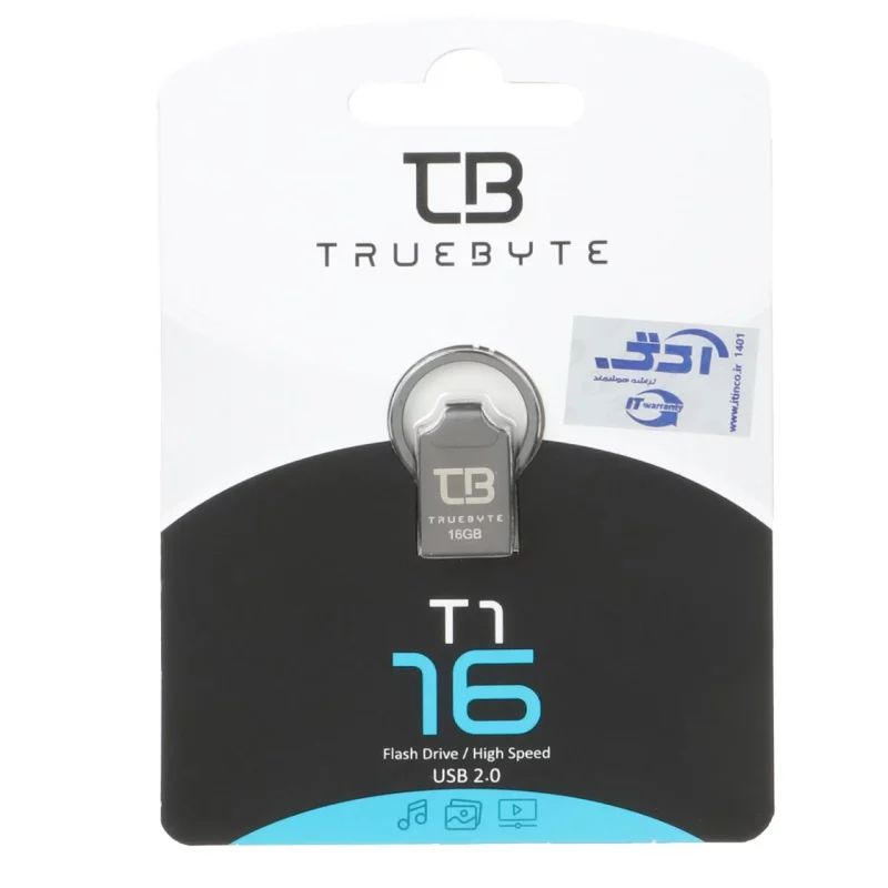 TRUEBYTE T1 USB2.0 Flash Memory-16GB مشکی (گارانتی مادام العمر شرکت آی تین) - تصویر 2