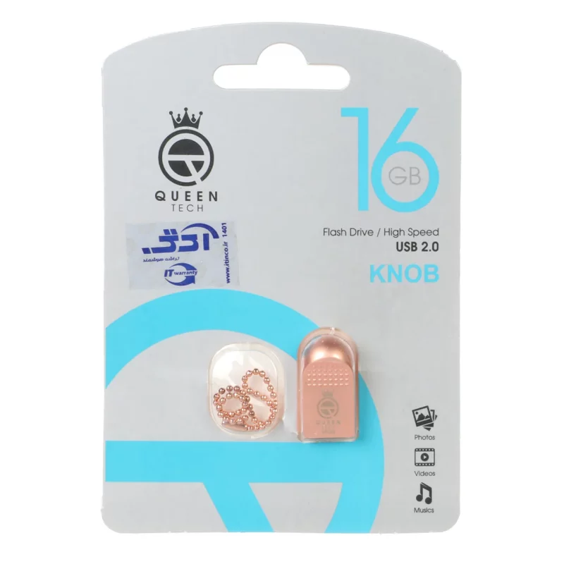 Queen KNOB USB2.0 Flash Memory-16GB رزگلد (گارانتی مادام العمر شرکت آی تین) - تصویر 2