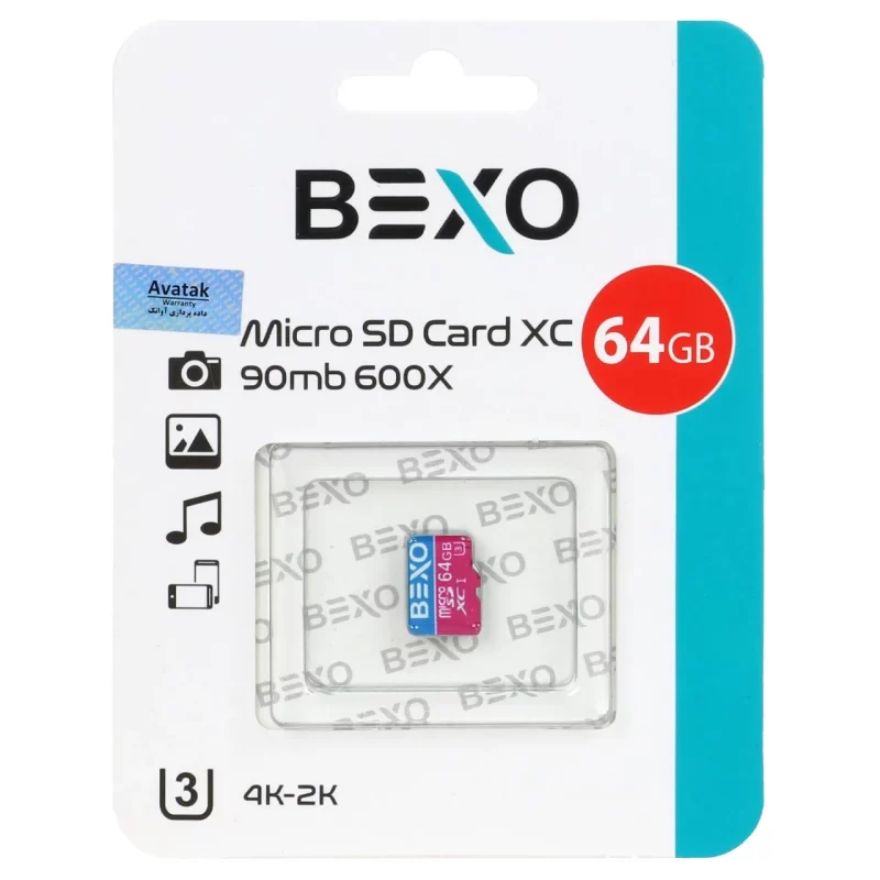 BEXO Extra 600X microSDHC UHS-I U3 Class10-90MB/s-64GB (گارانتی داده پردازی آواتک) - تصویر 2