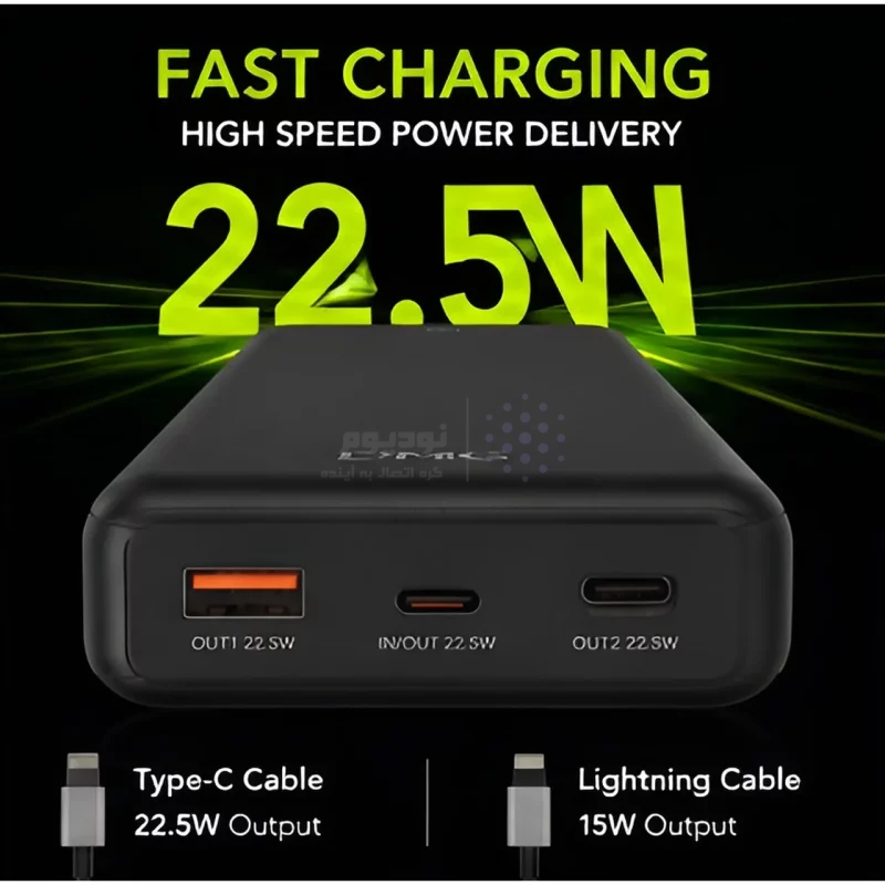 پاوربانک PD و فست شارژ KPG 30000mAh مدل PD-39 22.5W - مشکی - kZN (گارانتی شش ماهه Kezen) - تصویر 6
