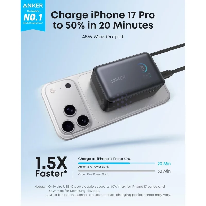 پاوربانک PD و فست شارژ Anker 45W 10000mAh مدل Nano A1638H11 - مشکی (گارانتی یکساله شرکتی) - تصویر 3