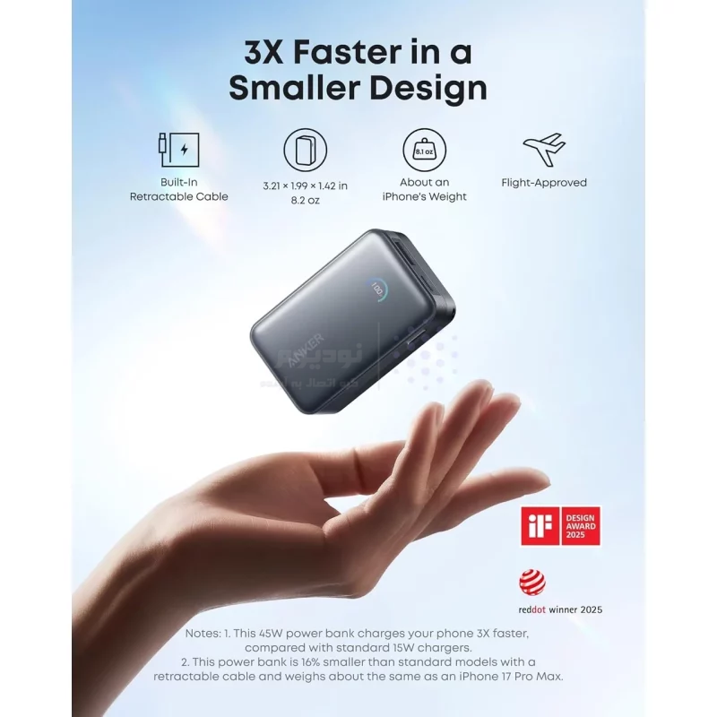 پاوربانک PD و فست شارژ Anker 45W 10000mAh مدل Nano A1638H11 - مشکی (گارانتی یکساله شرکتی) - تصویر 5