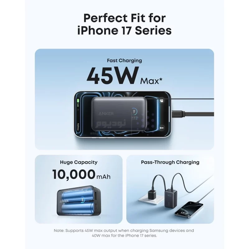 پاوربانک PD و فست شارژ Anker 45W 10000mAh مدل Nano A1638H11 - مشکی (گارانتی یکساله شرکتی) - تصویر 6