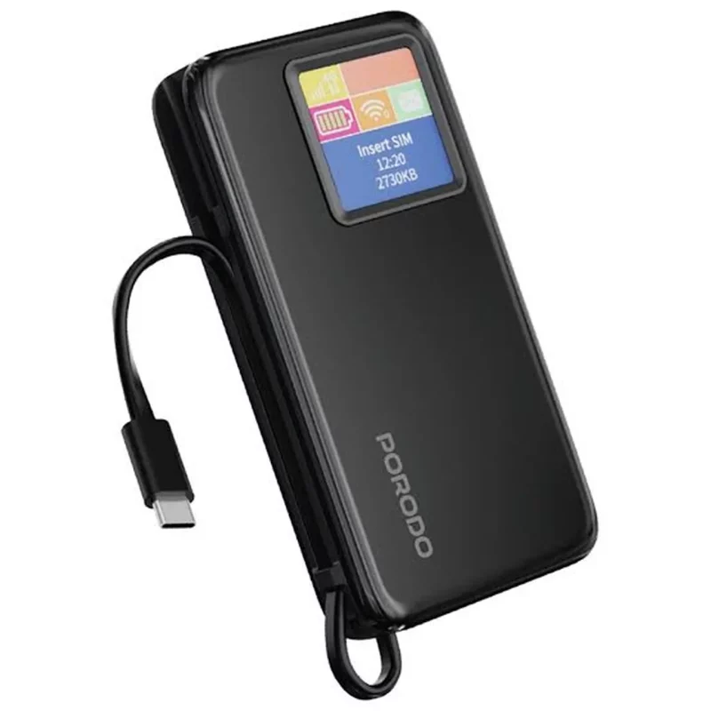 مودم همراه و پاوربانک PD و فست شارژ PORODO 4G/LTE 10000mAh 20W مدل PDPBFCH087BK - مشکی (گارانتی یکساله شرکتی) - تصویر 2
