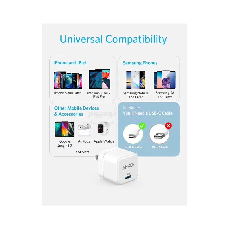 شارژر دیواری PD و فست تک پورت ANKER مدل A2149L23 20W - سفید (گارانتی شش ماهه شرکتی) - تصویر 4