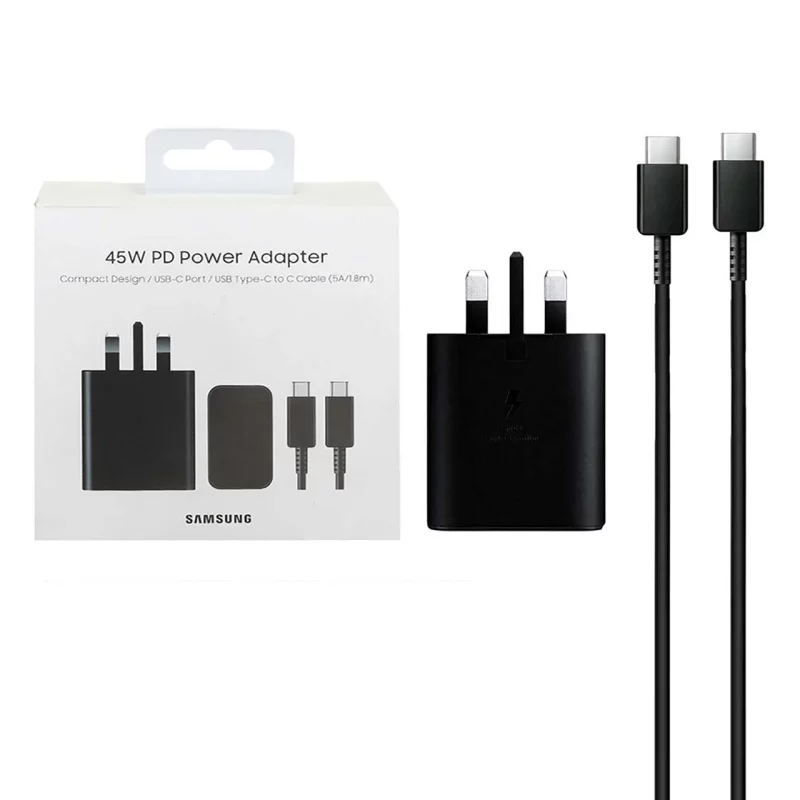 شارژر دیواری سه پین فست و PD تک پورت SAMSUNG Type-C مدل EP-T4510 45W به همراه کابل شارژ Type-C To Type-C - مشکی - MMS (گارانتی شش ماهه YA) - تصویر 2