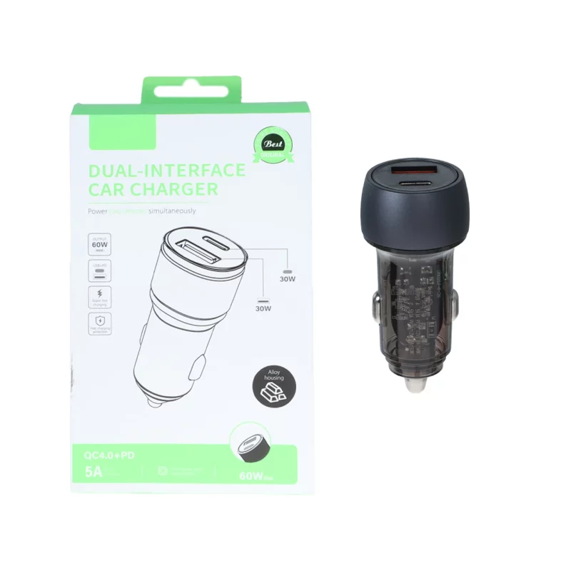 شارژر فندکی PD و فست دو پورت مدل C26 60W - مشکی - ASP (گارانتی شش ماهه آروین) - تصویر 2