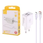 شارژر دیواری فست دو پورت SKY DOLPHIN مدل SC30T 10.5W به همراه کابل شارژ Type-C - سفید - TCO