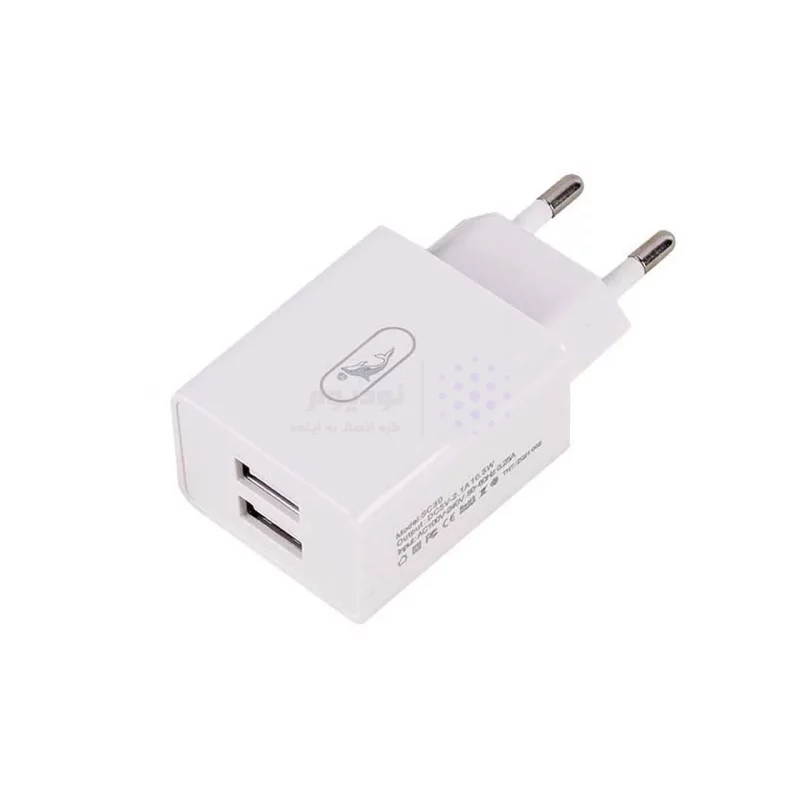 شارژر دیواری فست دو پورت SKY DOLPHIN مدل SC30T 10.5W به همراه کابل شارژ Type-C - سفید - TCO - تصویر 3