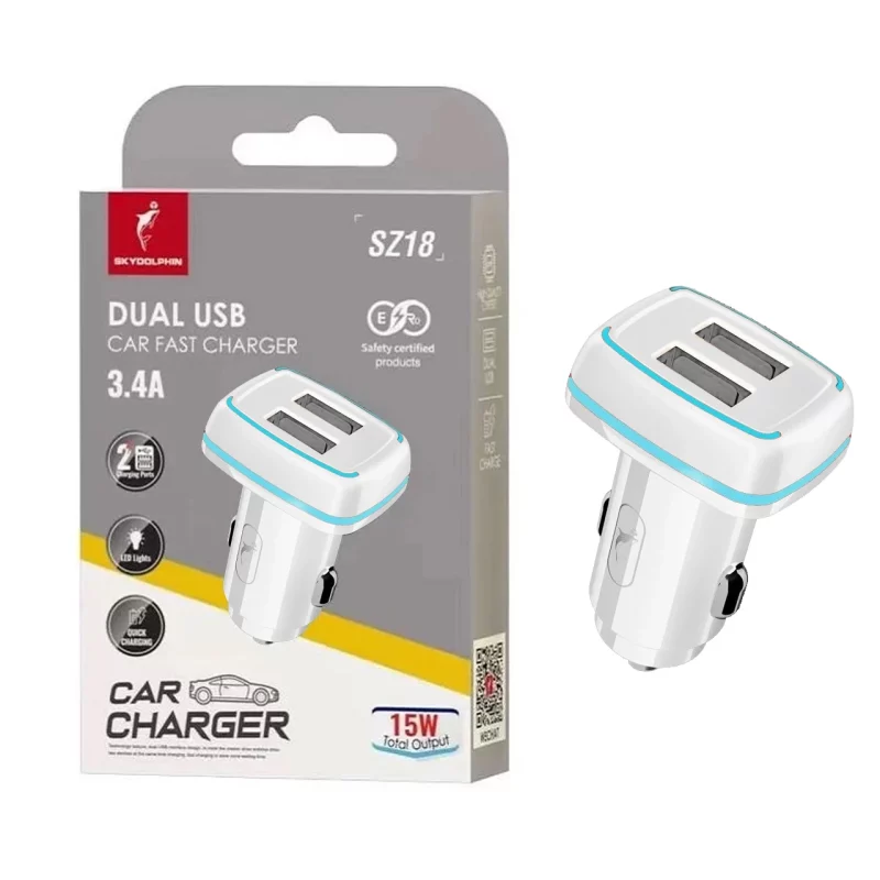 شارژر فندکی فست دو پورت SKY DOLPHIN مدل SZ18 15W - سفید - TCO - تصویر 2