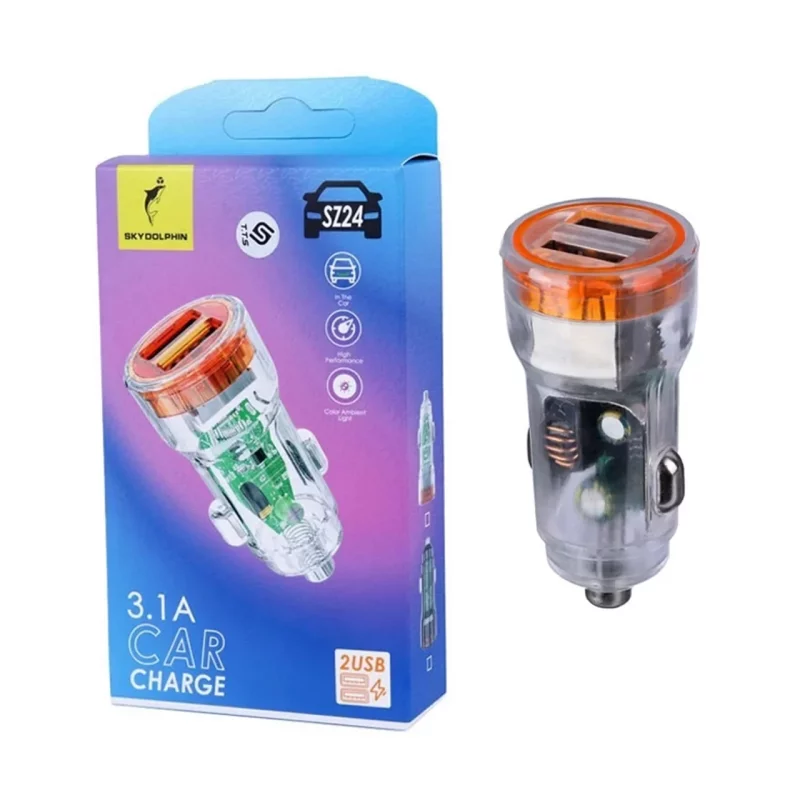 شارژر فندکی دو پورت SKY DOLPHIN مدل SZ24 - نارنجی - TCO - تصویر 2