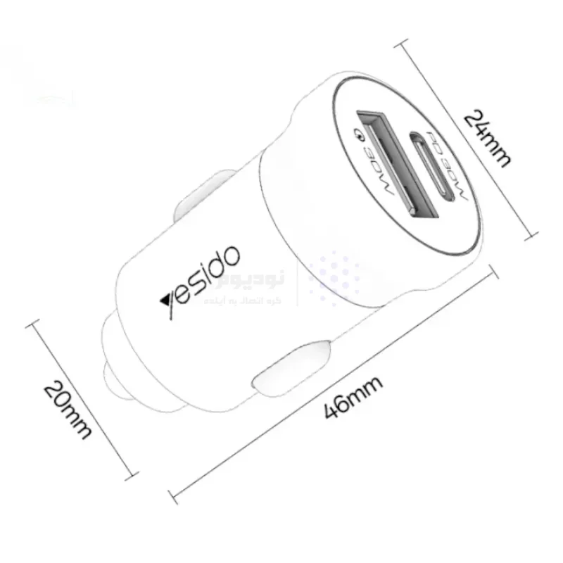 شارژر فندکی PD و فست دو پورت Yesido مدل Y72 30W به همراه کابل شارژ Type-C To Type-C - مشکی (گارانتی شش ماه تعویض نیکان همراه) - تصویر 6