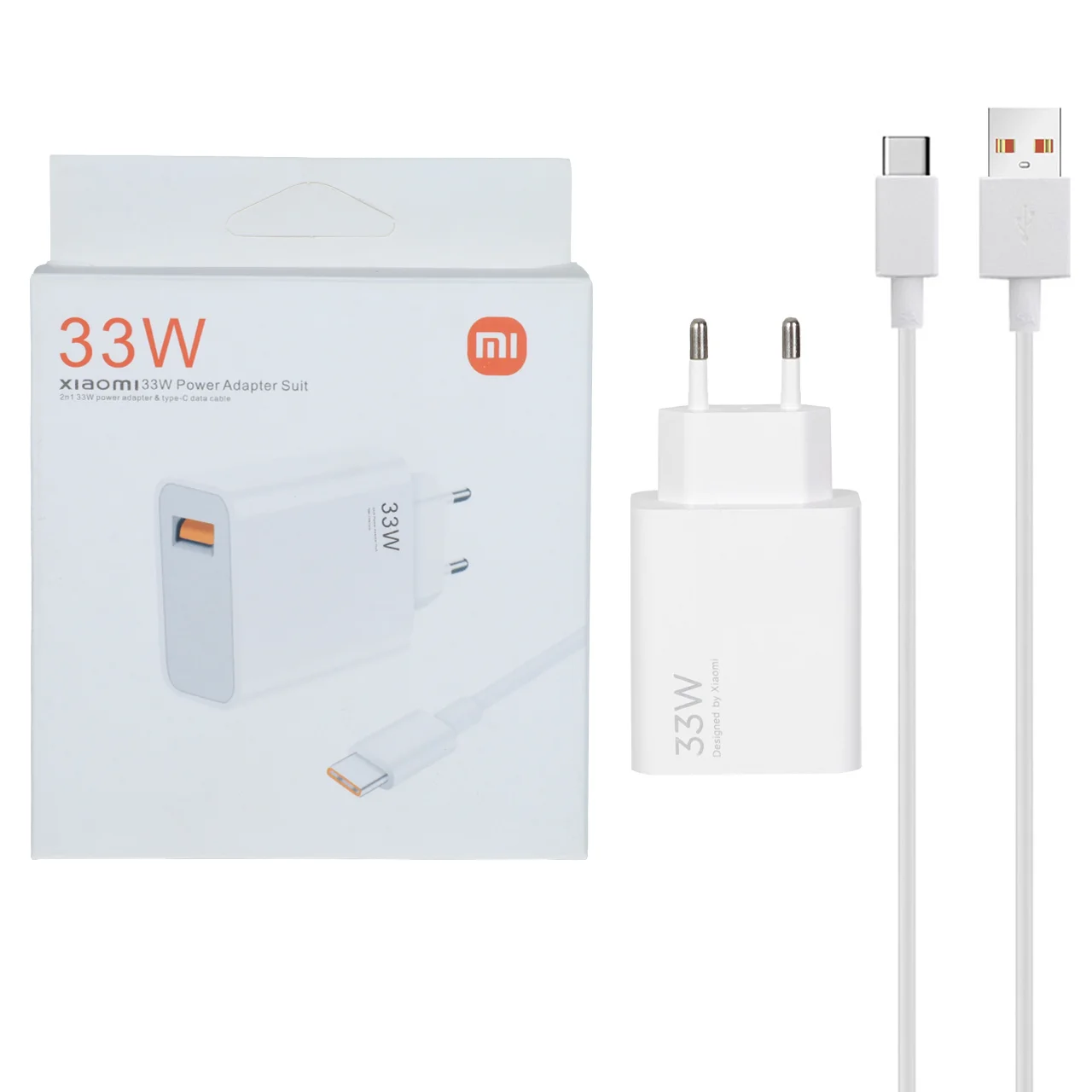 شارژر دیواری 33W فست تک پورت Xiaomi به همراه کابل شارژ Type-C مدل MDY-11-EZ – سفید