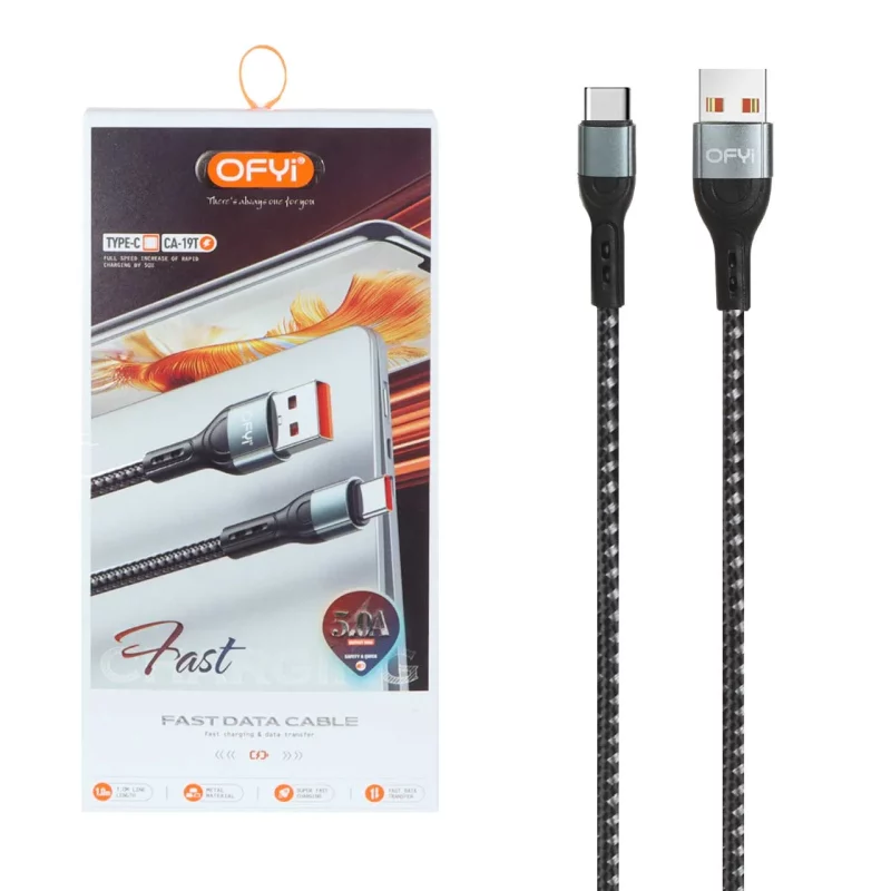 کابل شارژ فست Ofyi Type-C مدل CA-19T - مشکی - تصویر 2