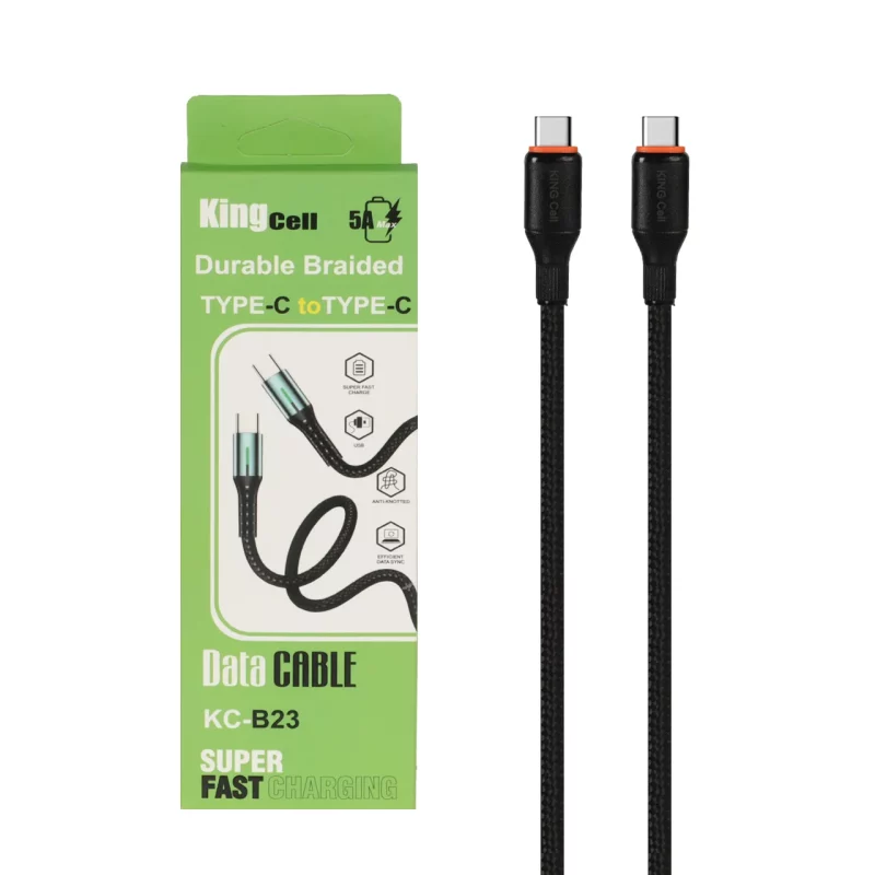 کابل شارژ کنفی فست King Cell Type-C to Type-C مدل KC-B23 - مشکی - ASP (گارانتی شش ماهه آروین) - تصویر 2