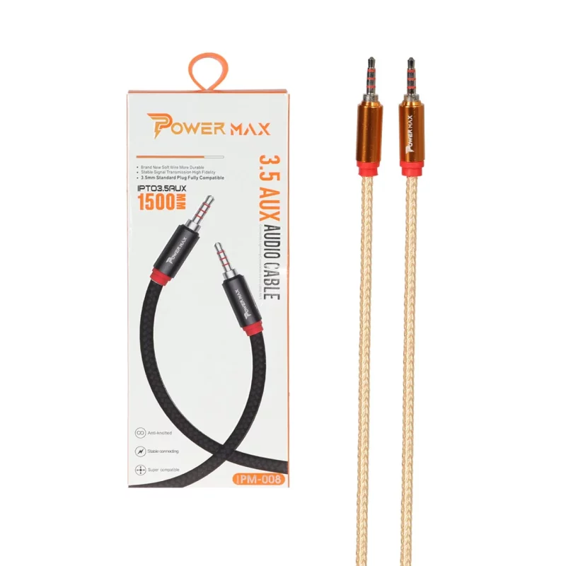 کابل 1.5 متری Power Max Aux مدل PM-008 - طلایی - تصویر 2